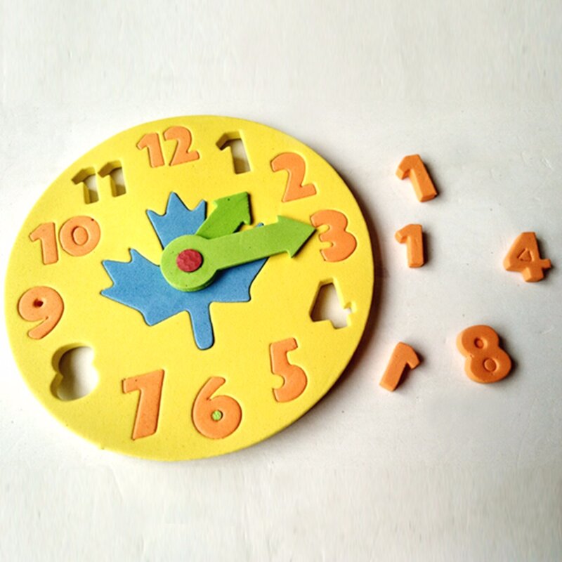 Reloj de espuma Kawaii para niños de 3 a 6 años, rompecabezas divertido de Educación Temprana, juguetes de aprendizaje, 13x13cm