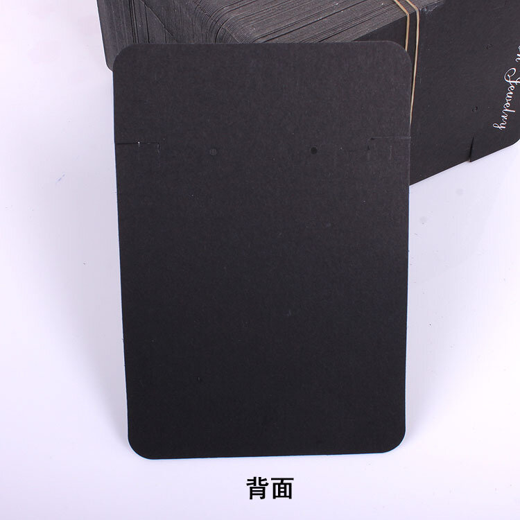 Black Paper Cartão Artesanato para Exibição de Jóias, Colar e Pingente, Brinco Cartões, Hang Tag, Jóias Displays, 10x6.8cm, Moda, 100Pcs