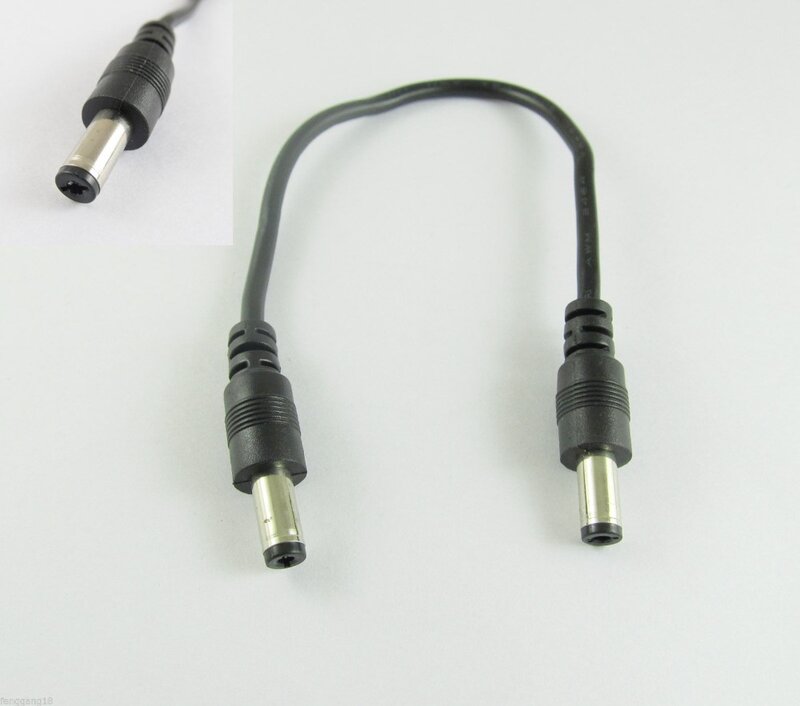 2pcs CCTV DC Power Plug 5.5 x 2.1mm Male To Male Connector Extension Cord Cable 20cm