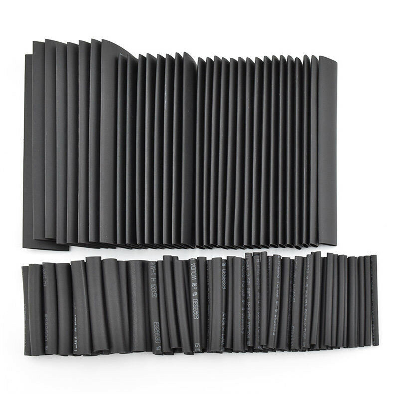 127pcs/lot Heat Shrink Tubing 7.28m 2:1 Black Tube Car Cable Sleeving Assortment Wrap Wire Kit with Polyolefin Tub Free Shipping
