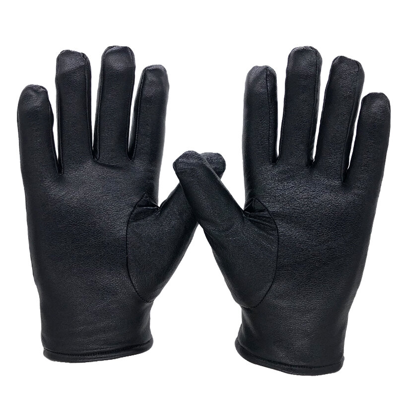 Rjs segurança novas luvas de couro do plutônio das mulheres preto outono inverno quente luvas de lã para senhoras femininas motorista wear-rediting luvas 5040