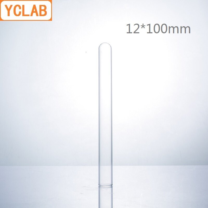 Yclab 12*100 Millimetri di Vetro di Prova Tubo Piatto Bocca Borosilicato 3.3 Ad Alta Temperatura Del Vetro di Resistenza Attrezzature di Laboratorio di Chimica