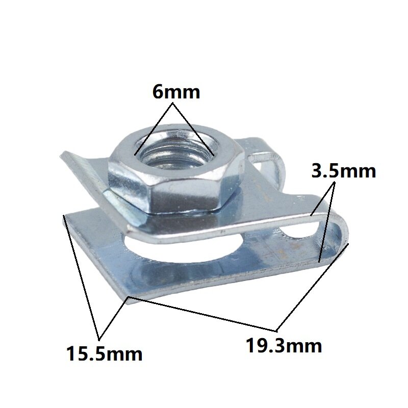 Automotive targa auto elementi di fissaggio fibbia adatto 6 millimetri vite rivetto fisso clip di fissaggio in metallo M6 dado U-Tipo guarnizione