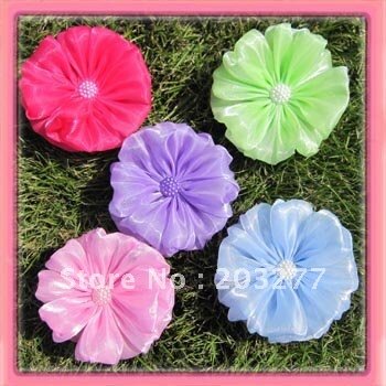 5colors for your choose 31/2'' shiny  organza mesh big silk flower