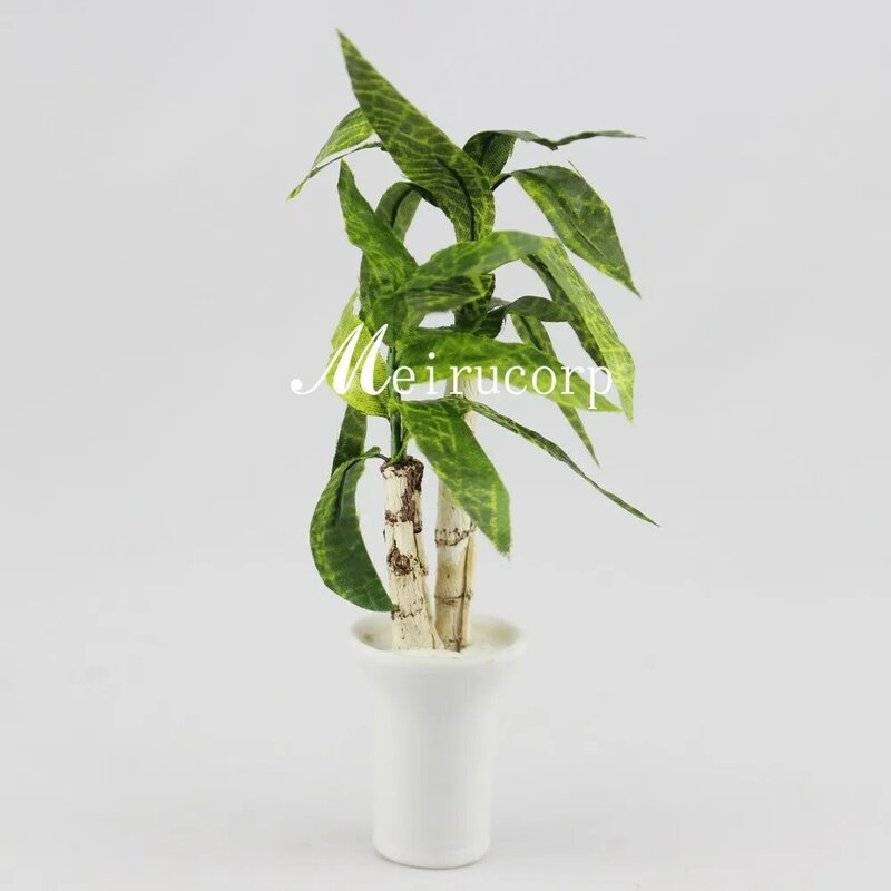 Grosir baik rumah boneka 1:12 skala Mini bunga hijau pot tanaman
