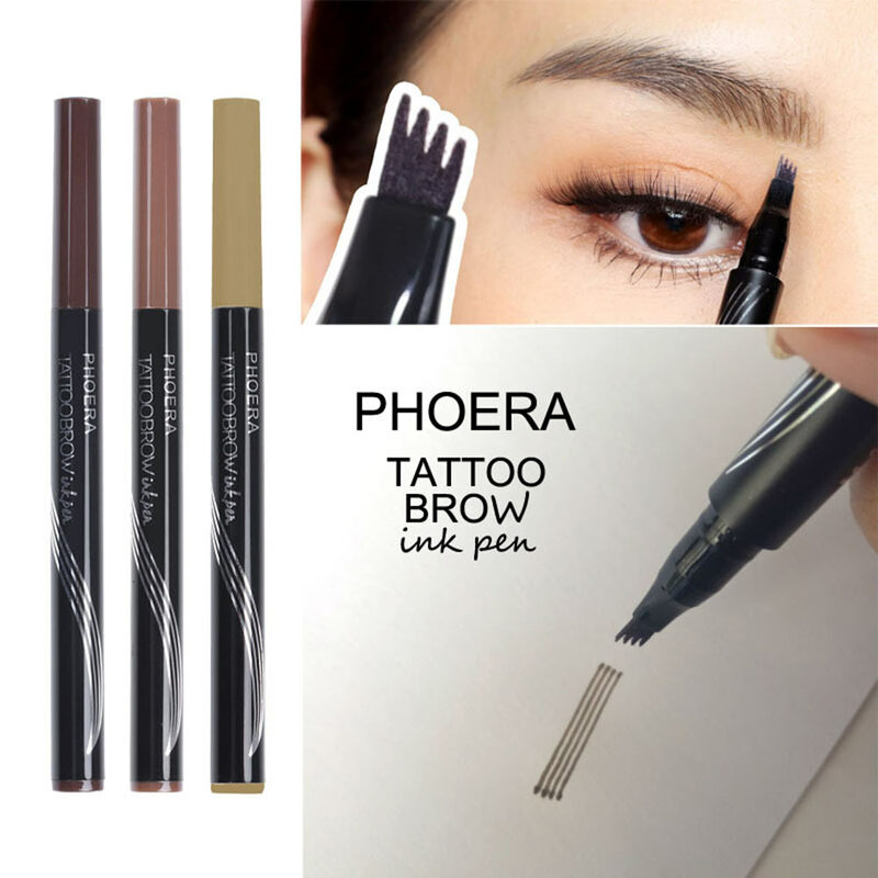 High Quality Women Tattoo Eyebrow Pencil Waterproof Fork Tip  Makeup Ink Sketch Eye Brow Pen ---MS
