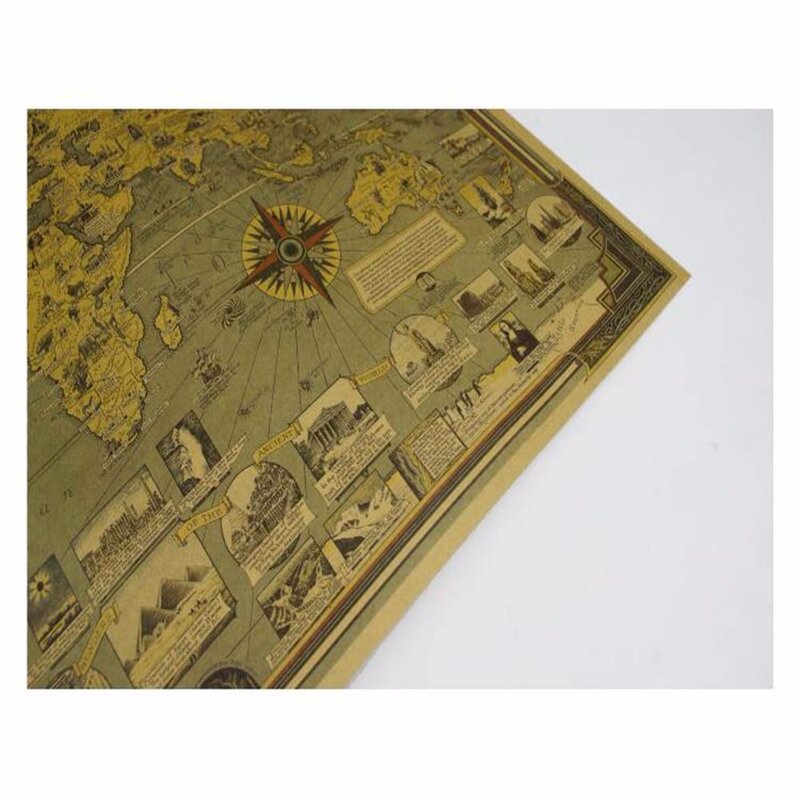 1 Pc of Great Building and Architecture Miracle Wolrd Map for School Stationery & Office Supply