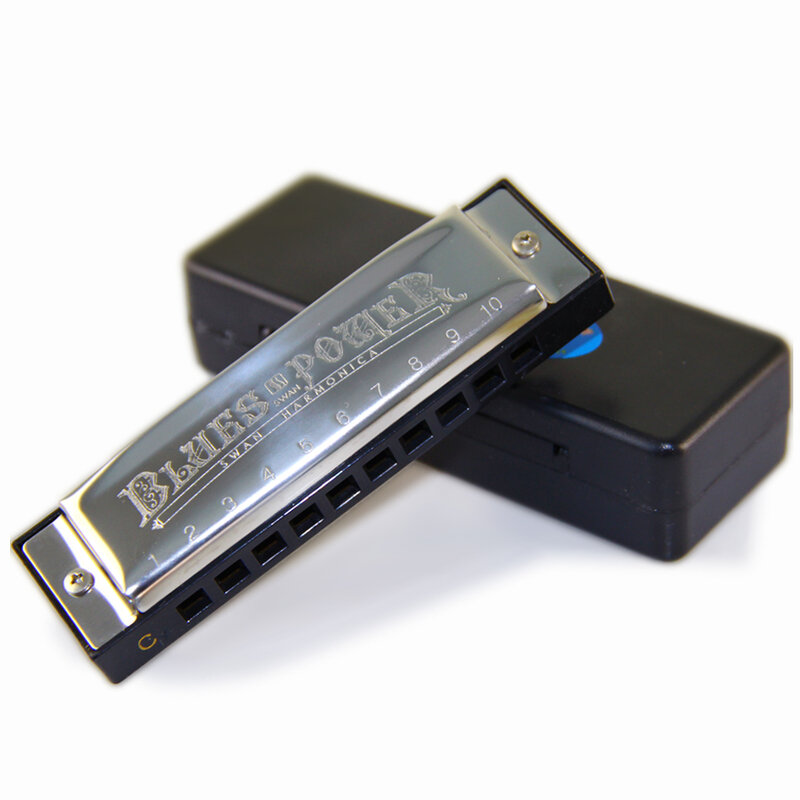 Harmonica SWAN Senior Bruce 10 Hole BLUES  with case Brass stainless steel