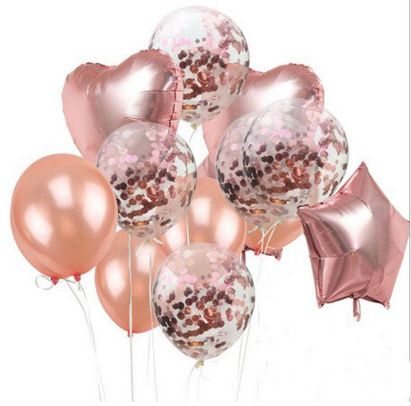 1set 18inch Rose Gold Round Foil Helium Balloons Inflatable Confetti Balloon Rose Gold Party Event Birthday Wedding Decor