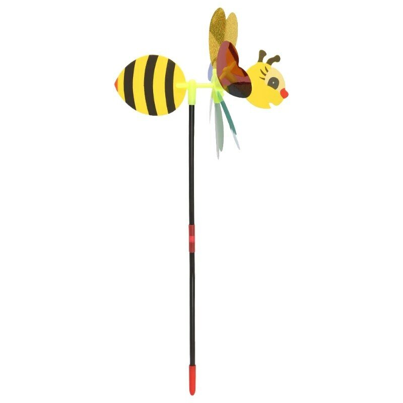 HBB 1Pc 3D สีเหลือง Bee Windmill Wind Spinner เด็กของเล่นสวนตกแต่ง