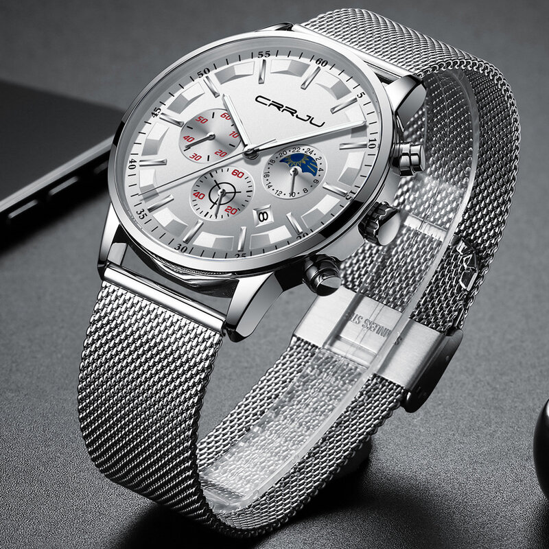 CRRJU – montre à Quartz pour hommes, chronographe, marque de luxe, Sport classique, nouvelle collection 2019