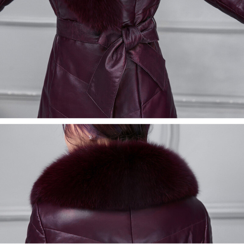 Casaco feminino de inverno com gola de pele de guaxinim, parca destacável com capuz, jaqueta de inverno 2018
