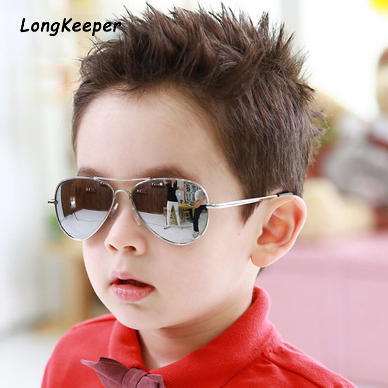Gafas de sol de marca para niño y niña, lentes de sol con espejo, piloto de Metal, montura