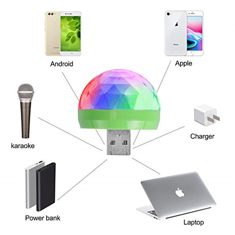USB Mini Disco Lampu Portabel Rumah Pesta Cahaya DC 5 V USB Powered LED Panggung Pesta Bola DJ Lighting Karaoke Pesta Natal LED