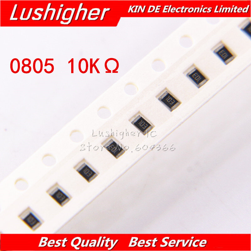 100 Buah 0805 SMD Resistor 5% 10K Ohm 103 1002 10000ohm