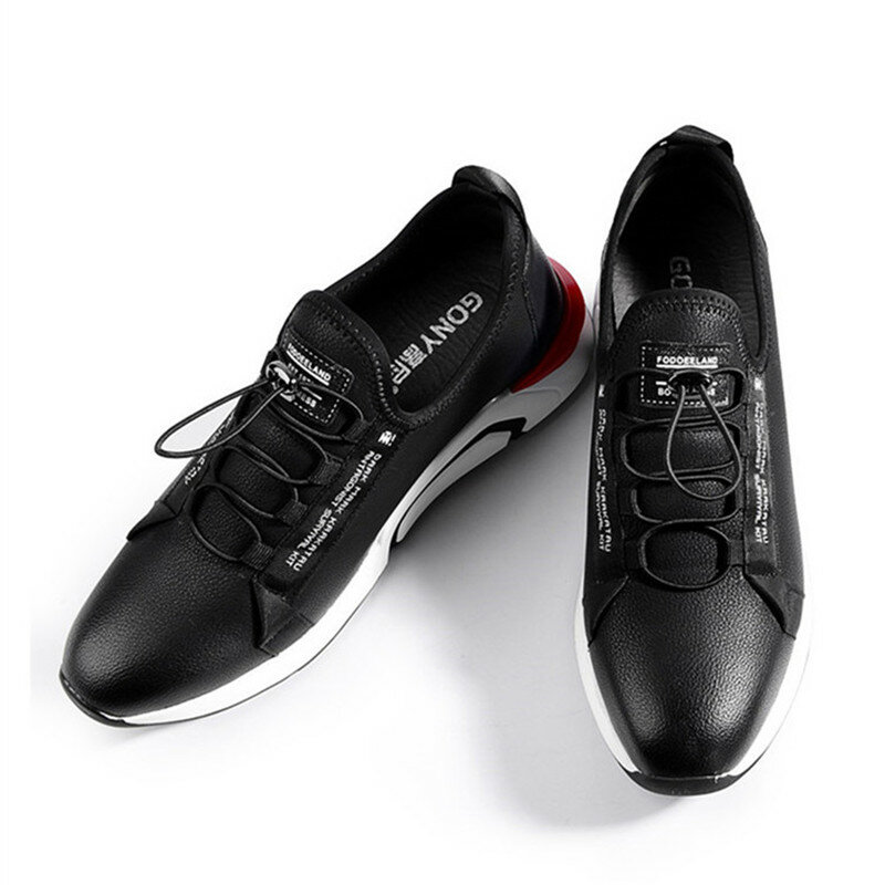 Zapatos deportivos de piel auténtica para hombre, zapatillas con plantilla Invisible para aumentar la altura, novedad