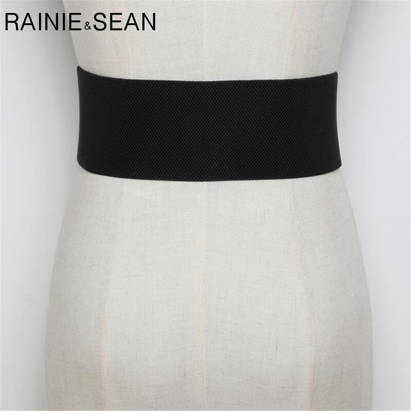 Ремень RAINIE SEAN, широкий женский ремень в стиле панк, эластичный, с заклепками, черный кожаный корсет