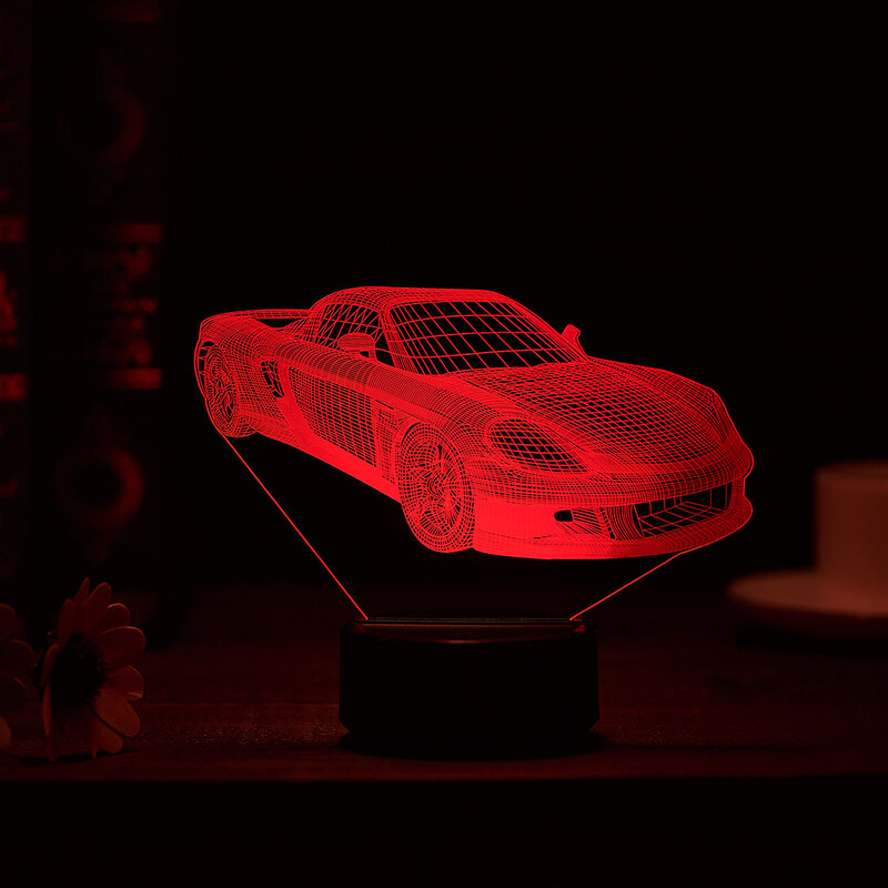 LED 3D TOUCHกีฬารถเด็กRoom Night Lightแสงอะคริลิค 7 สีเปลี่ยนตารางโคมไฟเด็กของขวัญรีโมทคอนโทรล