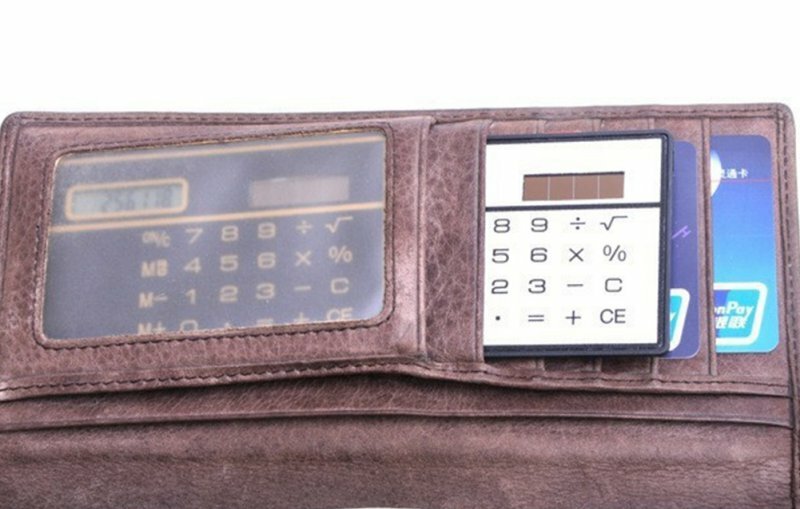 Calculadora de bolsillo de energía Solar, tarjeta de crédito delgada, barata, novedad, viaje pequeño, compacto, venta al por mayor