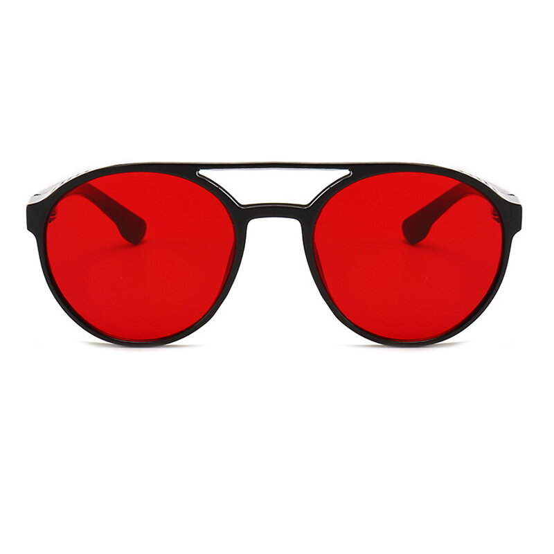 نظارة شمسية كلاسيكية بإطار دائري للرجال والنساء نظارة شمسية بشبكة جانبية بتصميم SteamPunk نظارات أنثوية بألوان الحلوى باللون الأحمر والرمادي نظارات UV400
