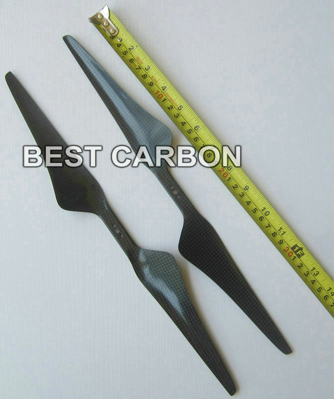Free shipping 2 Pairs High quality New 15" long 3K Carbon fiber CW/CCW propeller for RC Multi-Copter Quadcopter