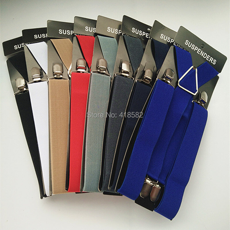 Tirantes elásticos ajustables para adultos, tirantes para pantalones con espalda en X, Color caqui tostado, 3,5 cm de ancho, 4 Clips, BD054-L XL XXL