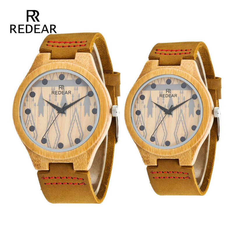REDEAR-녹색 대나무 여성 시계, OEM herswatch 수제 골동품 손목 시계 남성 생일 선물로 무료 배송