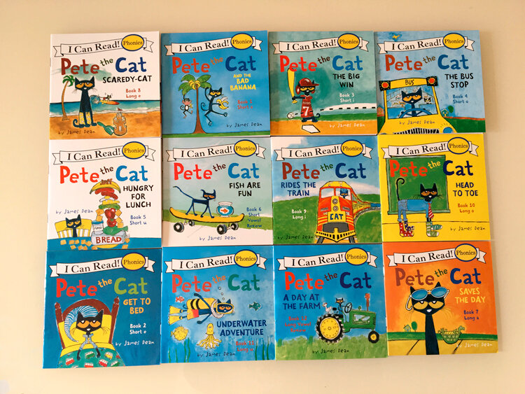 12 pçs/set EU Posso Ler o pete o gato Inglês Livros Ilustrados para Crianças livro de história Precoce Educaction bolso livro de leitura 13x13 cm