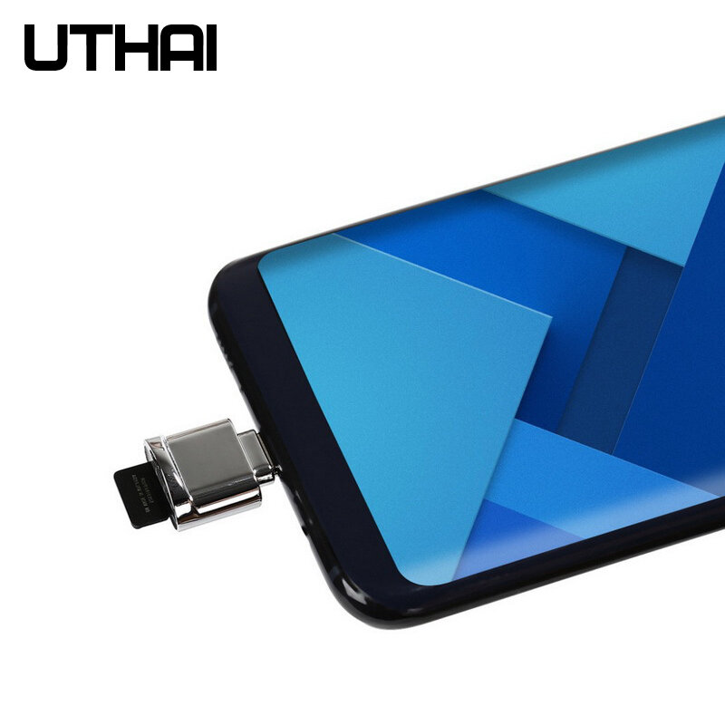 Uthai c09 mini tipo c usb3.1 micro leitor de cartão sd tf adaptador de cartão de memória para macbook ou smartphone com interface usb c u disco