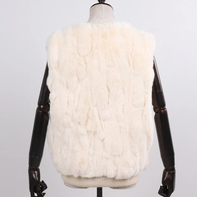 Chaleco de piel auténtica de conejo para mujer, chaqueta sin mangas, suave y Natural, cálida, para otoño e invierno, 100%