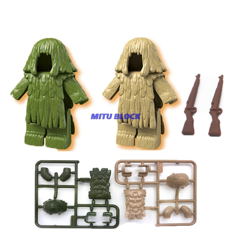 SWAT militar PUBG Armas de Sniper Ghillie Fatos Legoelys WW2 Soldado Do Exército Camuflagem Roupas Peças Compatíveis Blocos de Construção de Brinquedos