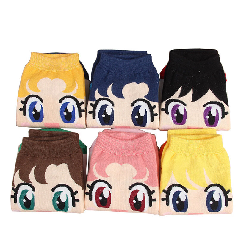 Girls cotton socks Sailor Moon figure Cartoon kids socks cute females girls Princess Short Socks Cartoon Boat Socks for girls