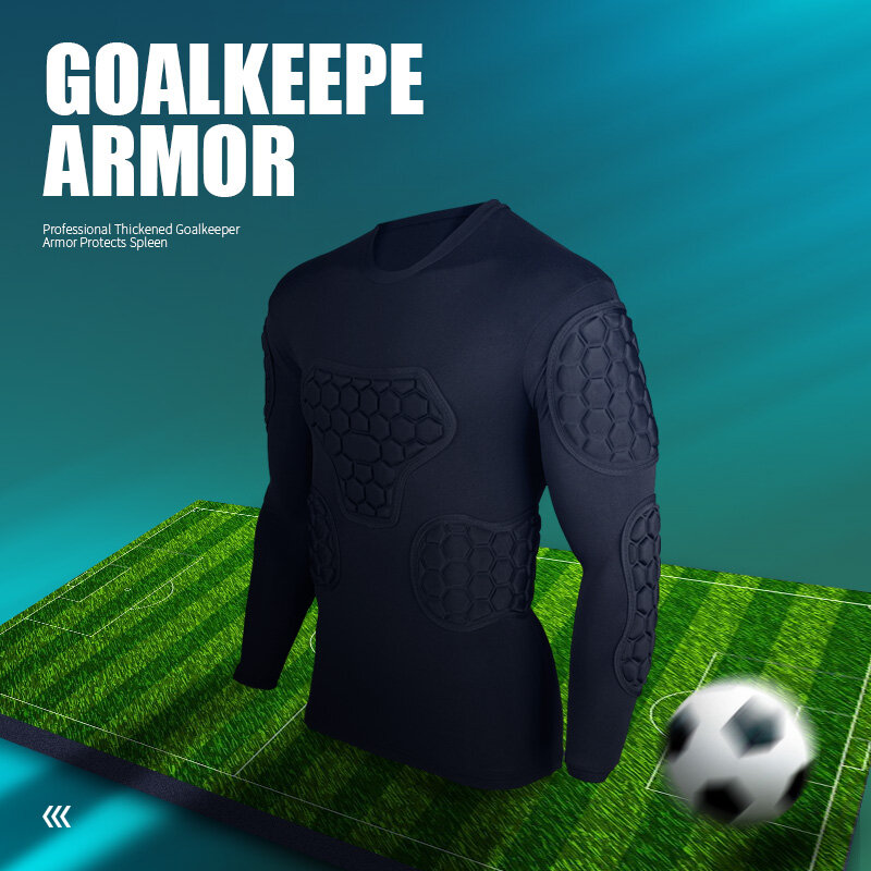 Uniformes de armadura de portero profesional, camisetas de portero de fútbol, uniformes deportivos de portero, codo de esponja EVA grueso
