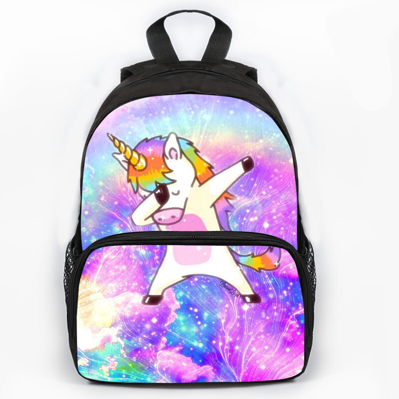 13 pulgadas lindo Dabbing unicornio mochila escuela bolsas encantador impreso escuela Back pack para niñas Bookbag niños regalo personalizado