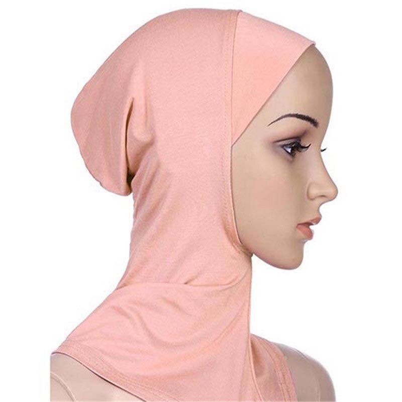 부드러운 이슬람 전체 커버 내부 여성 Hijab 모자 모자 이슬람 Underscarf 목 머리 모자 모자 6YQA