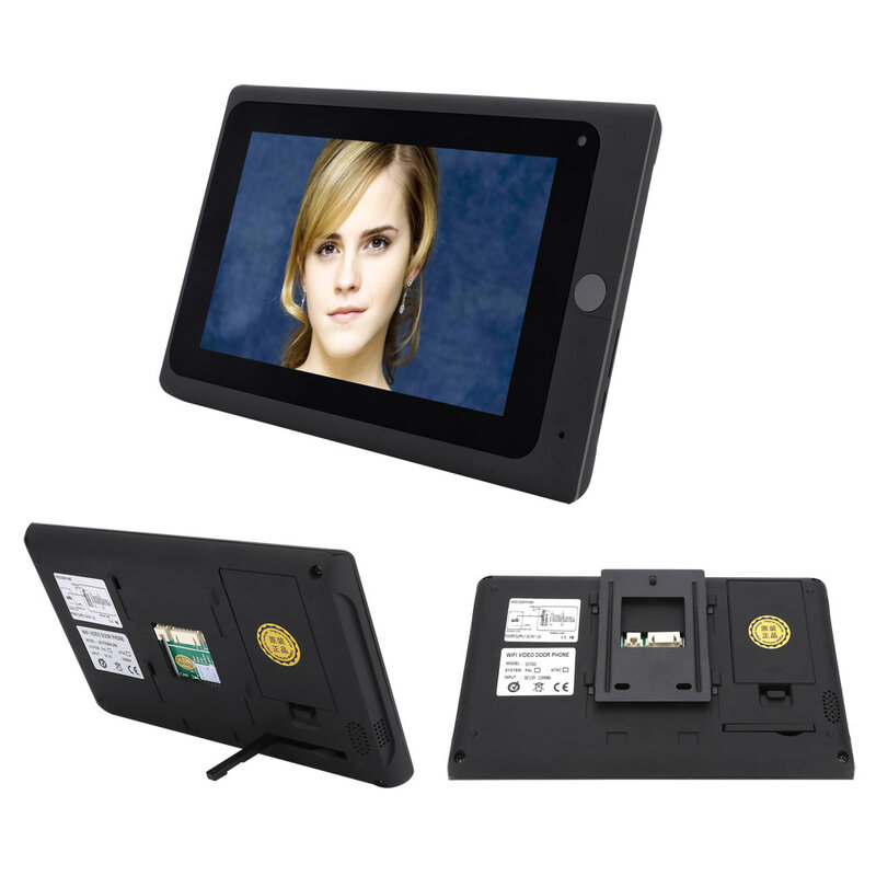 Sistema de vídeo porteiro rfid com tela de 7 polegadas, sem fio, com wi-fi, desbloqueio por aplicativo, gravação e retrato, campainha e interfone