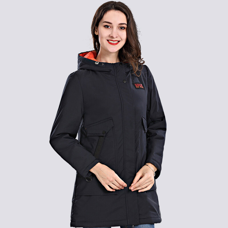 2019 primavera otoño nuevo abrigo de mujer a prueba de viento Parka fina de mujer largo más tamaño con capucha acolchado cálido chaquetas de algodón Outwear venta caliente
