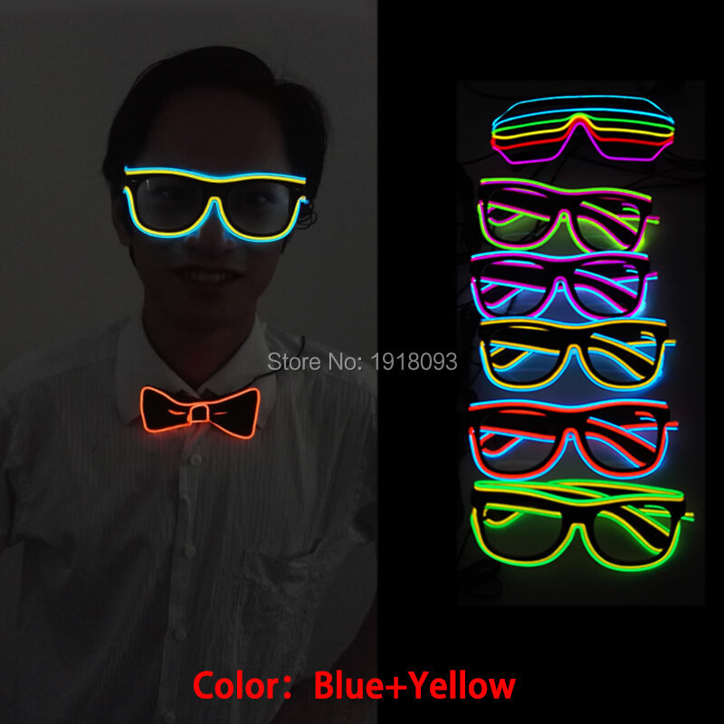 Hot! New arrival LED glasses decoration Blinking Novelty EL wire led party glass Sound active Battery Driver Party Supplies