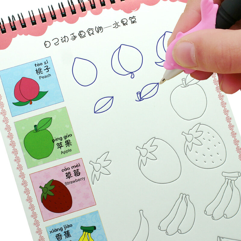 Groove-figuras de animales, frutas, verduras y plantas, libro de dibujo para bebés, libros para colorear, pintura para niños