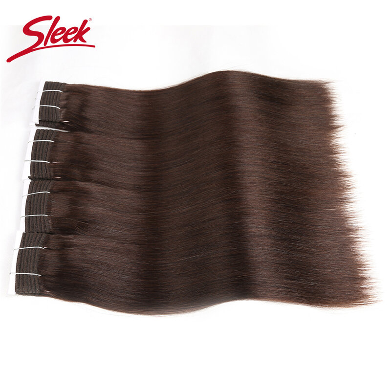 Sleek Straight Double Drawn Braziliaanse Bruine Kleur 4 Steil Haar Bundels Gekleurde 2 #6 #8 #33 # natuurlijke Remy Human Hair Bundels
