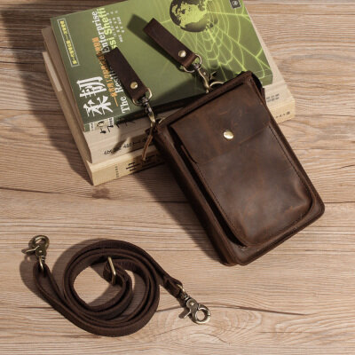 Многофункциональная Повседневная модная маленькая сумка-мессенджер из кожи Крейзи Хорс, дизайнерская поясная сумка для телефона 021