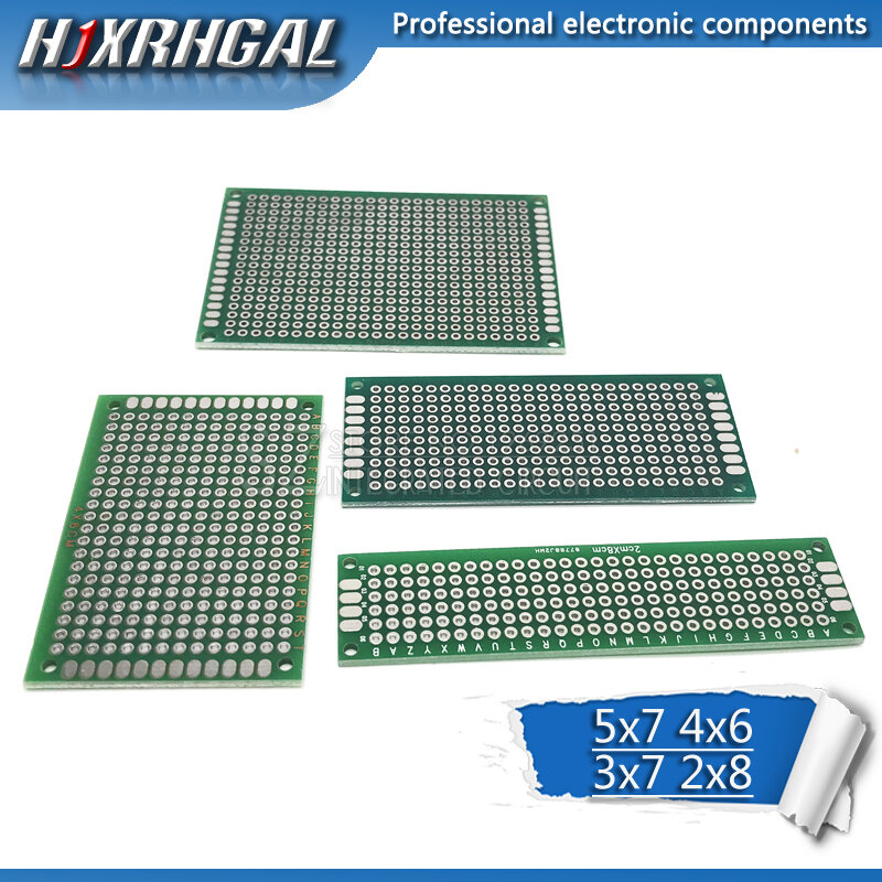 Placa Universal de prototipo de cobre de doble cara para Ardui hjxrhgal, 5x7, 4x6, 3x7, 4x7, 2x7, 2x7, 2x8 cm, 4 Uds.