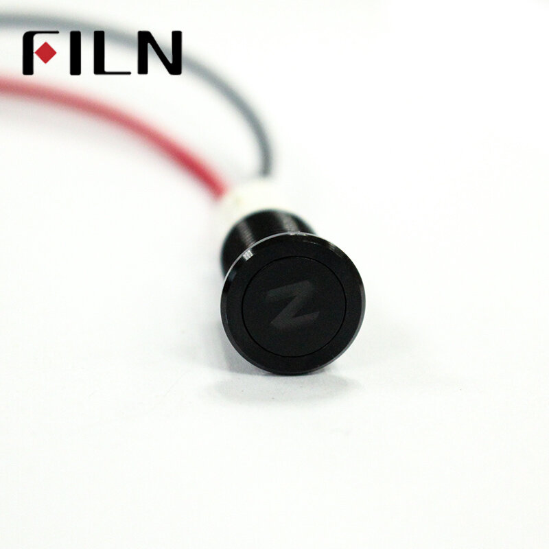 FILN 10mm 패널 블랙 쉘, 기호 포함 자동차 어플라이언스, 12V LED 표시등, 20cm 케이블 포함