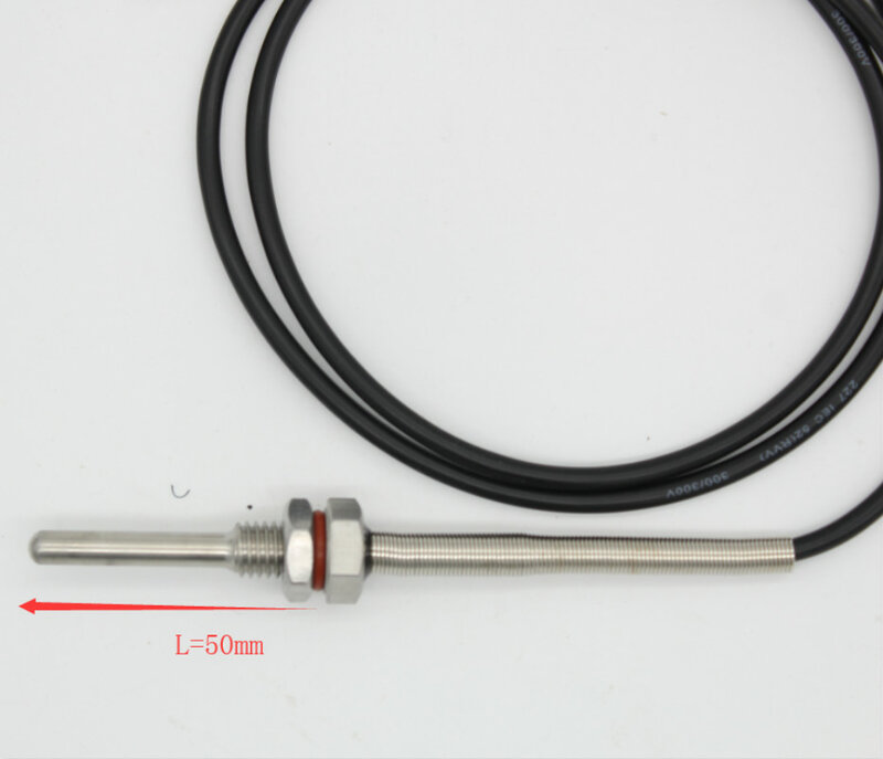 Sensor de temperatura de resistência à platina pt1000, cabo de sonda com 3 núcleos em aço inoxidável, tamanhos variados, tamanhos od = 6mm ou 1m de pvc