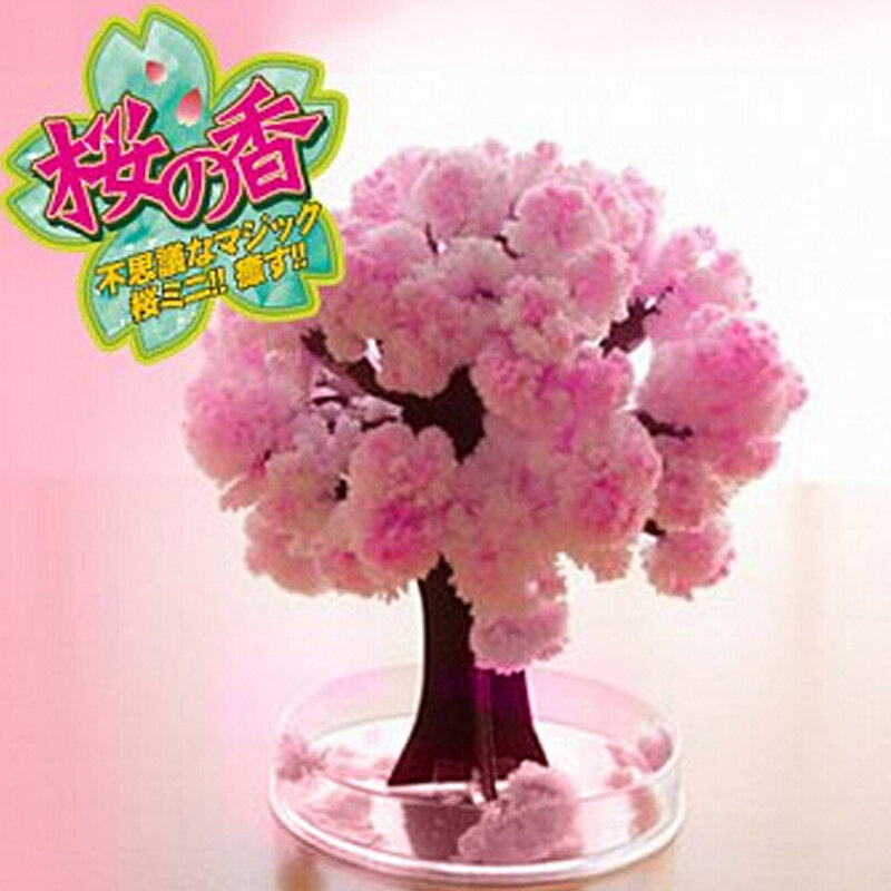 2019 5PCS 135mm Pink Big Magic Japanese Sakura Paper Tree Magically Growing Trees Kit Desktop Cherry Blossom Christmas Kids Toys