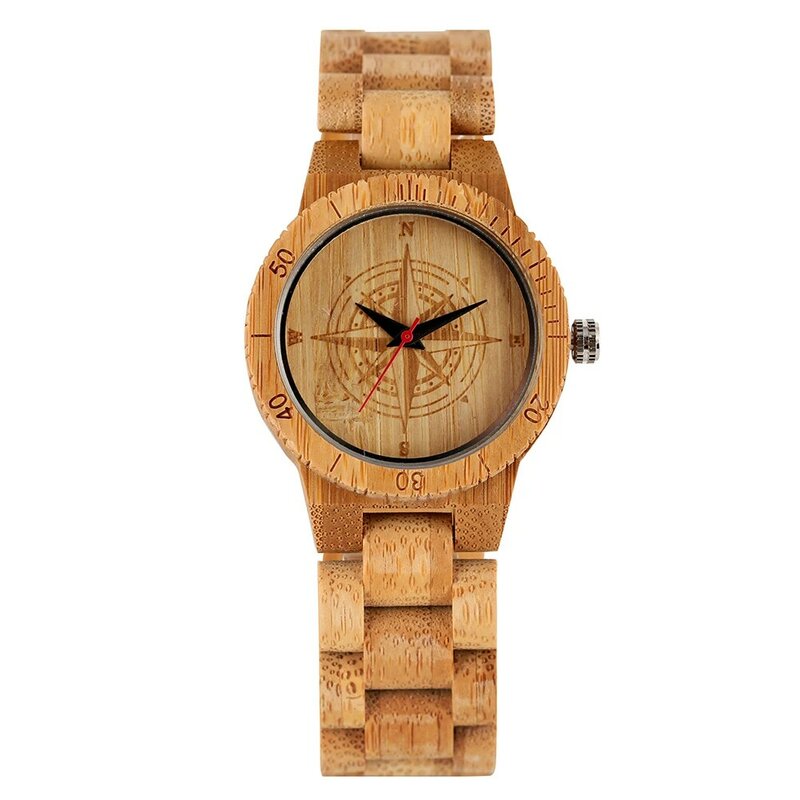 Men's Watch Eco-friendly Nontoxic Bamboo Watch Casual Brown Quartz Bamboo Watches All bamboo Natural Wood Wristwatch