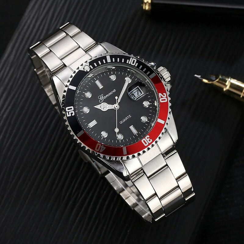 Gonewa masculino moda negócios relógios militar aço inoxidável data esporte quartzo analógico unisex relógio de pulso relogio