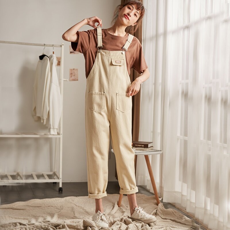 Nova remessa de calça feminina macacão primavera bolsos sólidos calças harém tamanho grande calças jeans galus cintura alta calças femininas dd1985 2019