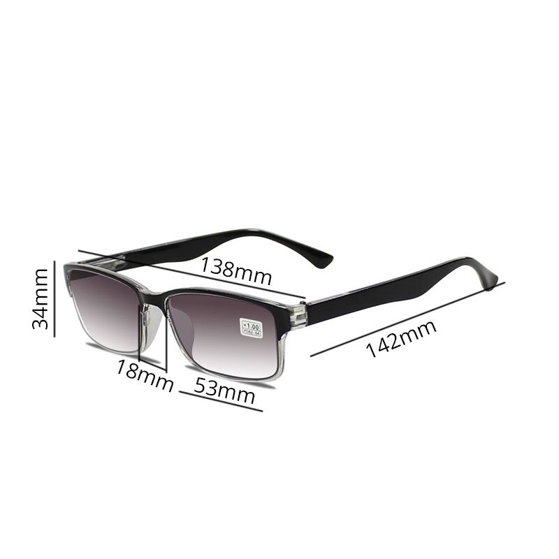 نظارات قراءة رمادية متدرجة للرجال ، زجاج مضاد للاشعة فوق بالساعة ، نظارات عتيقة