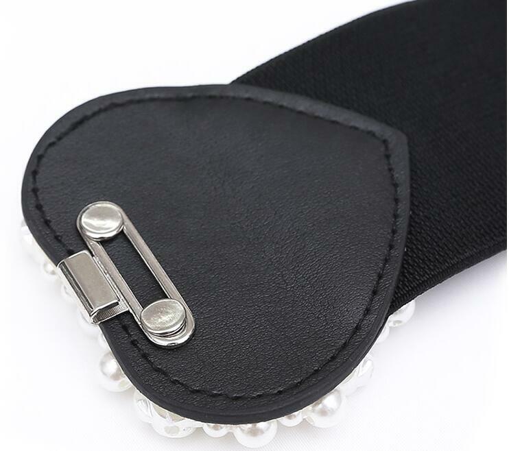 Delle donne di moda pista della perla in rilievo elastico Cummerbunds femminile Vestito Corsetti Cintura Cinture decorazione cintura larga R1468